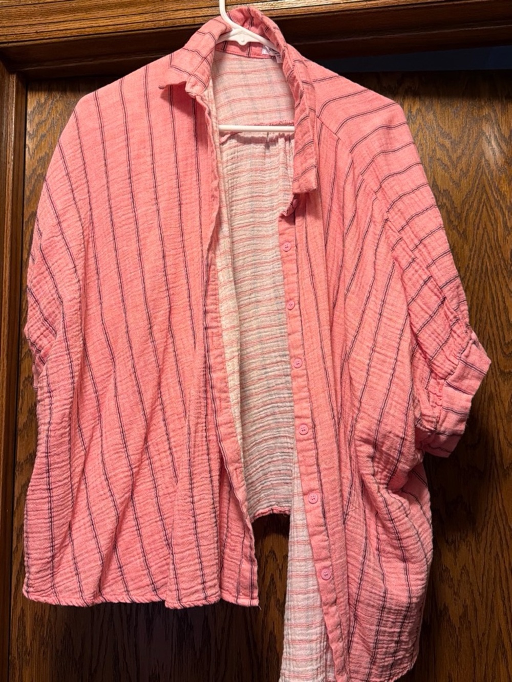 Pink Striped Button-Up Top